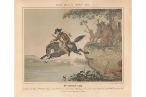 McColloch's leap, septiembre de 1777, ruedas, Virginia Occidental, hombre a caballo - Imagen 1 de 1