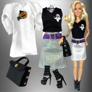 "Paquete de ropa Eledoll para muñeca de moda de 12"" bordado brillo conjunto de 2 fiestas de Halloween" - Imagen 1 de 3