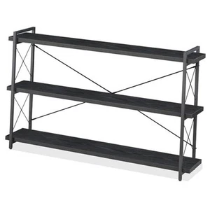 Bookshelf, 3-Tier Long Industrial 3-Tier (56.7"W x 35.8"H) Ebony Black - Picture 1 of 7