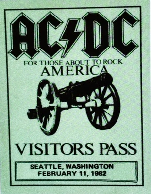AC/DC visitors pass. Seattle Coliseum, WA 2/11/82 - Image 1 of 2
