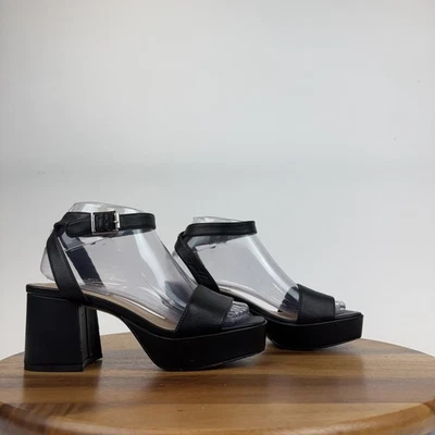 Босоножки Steve Madden Mercerr черные кожаные с ремешками на платформе размер 7 M б/у в отличном состоянии - Изображение 1 из 4