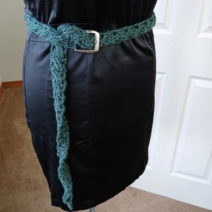 Forest Green Twist Gürtel OSFA gehäkelt Kabel Twist 50"Lx1"W vorgefertigte silberne Schnalle - Bild 1 von 16