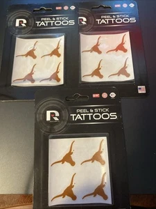 NCAA Texas Longhorns Peel & Stick Tattoos 3 packs (12 Stickers) - Picture 1 of 3