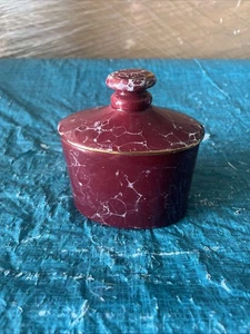Springs/ covered Jar Burgundy/ 5”x3”/ ceramic - Picture 1 of 8