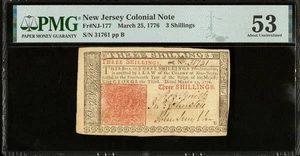 1776 New Jersey, Colonial Currency Bank Note, American Revolution NJ-177, PMG 53 - Picture 1 of 5