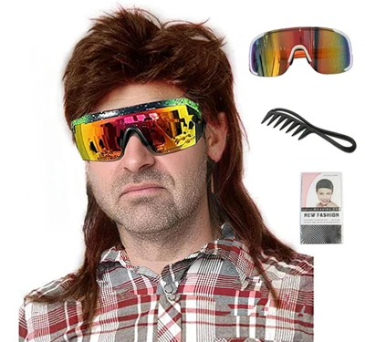 Mullet Wigs for Men Joe Dirt Emo Wig 80S Costumes Fancy Party Accessory Cosplay - Image 1 of 4