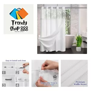 No Hooks Required Waffle Weave Shower Curtain with Snap in Liner-Hotel Grade ... - Picture 1 of 8