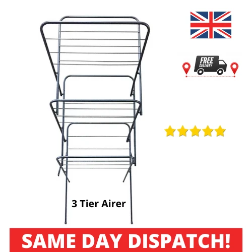 3 TIER CLOTHES TOWEL LAUNDRY AIRER DRYER INDOOR OUTDOOR HOME - FREE POSTAGE! - Image 1 of 1