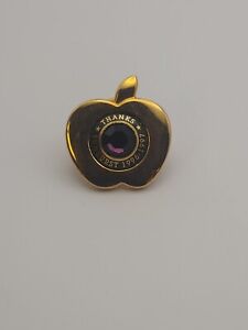 Apple tie tack pin Thanks Sunburst purple stone 1996-97