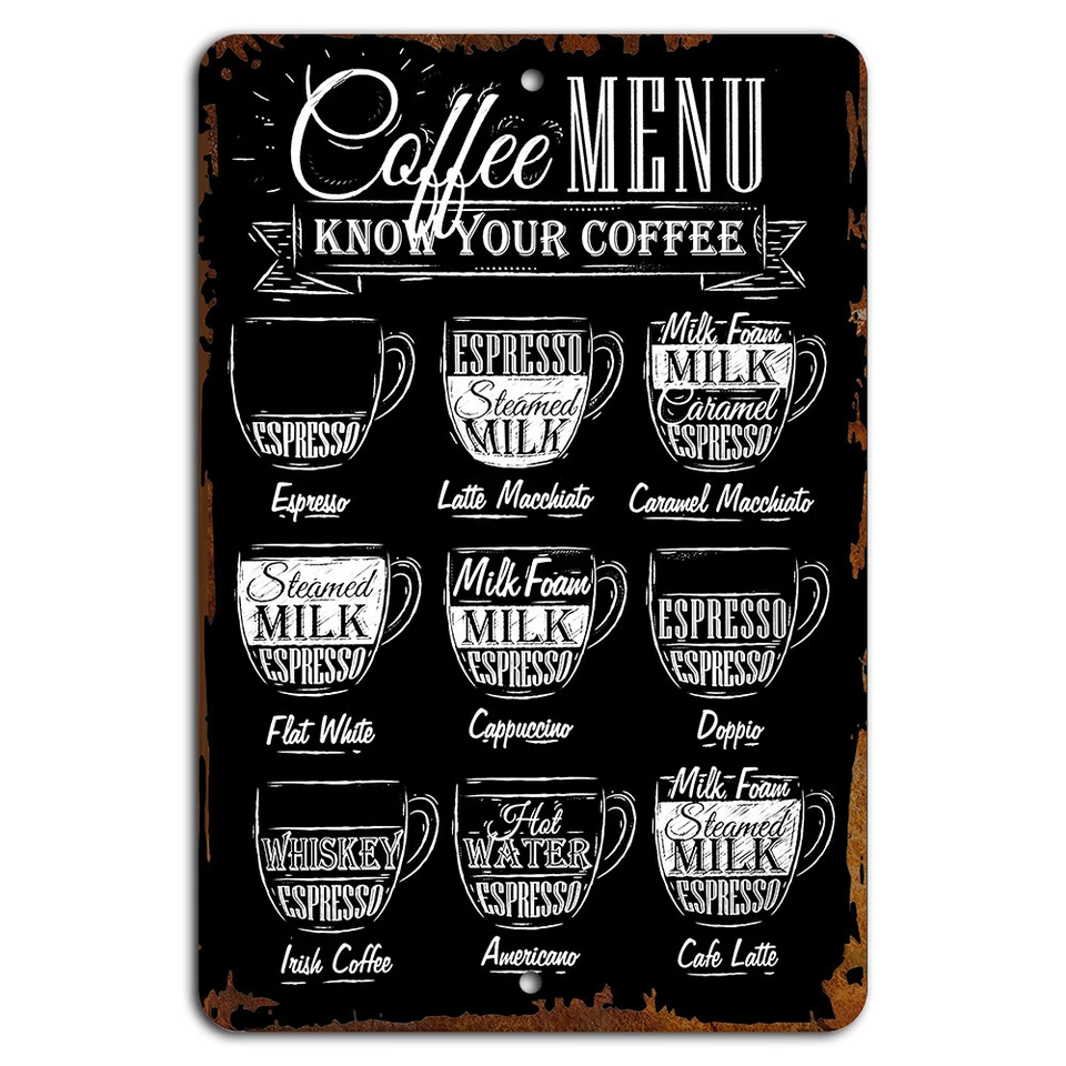 Rustic Coffee Menu Know Your Coffee Sign for Kitchen or Cafe Decor - Image 1 of 1