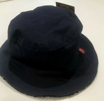 Sombrero de cubo reversible Levi's Sherpa forrado de lana azul marino lona L XL Foto 1 de 4