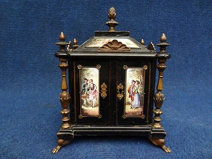 19TH C AUSTRIAN VIENNA VIENNESE ENAMEL EBONIZED AND ENAMELED JEWELRY BOX - Picture 1 of 12