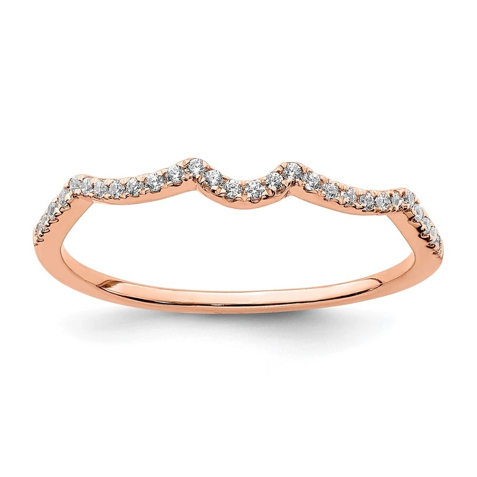 14k Rose Gold 1/15 carat Diamond Contoured Wedding Band Ring for Women Size 7 - Image 1 of 4