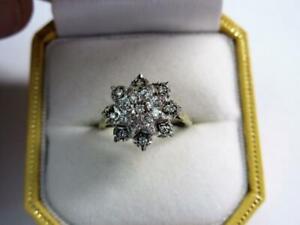 Vintage 9ct GOLD plated PASTE DIAMOND OPAL CLUSTER RING!