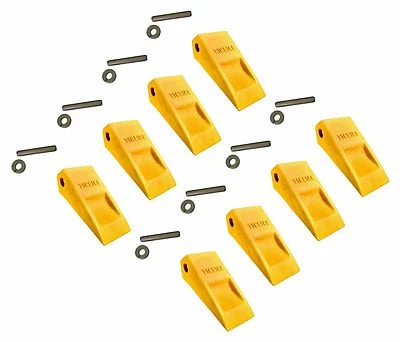 8 - JD Style Wheel Loader Bucket Dirt Teeth w Pins & Retainers - T103189  - Image 1 of 2