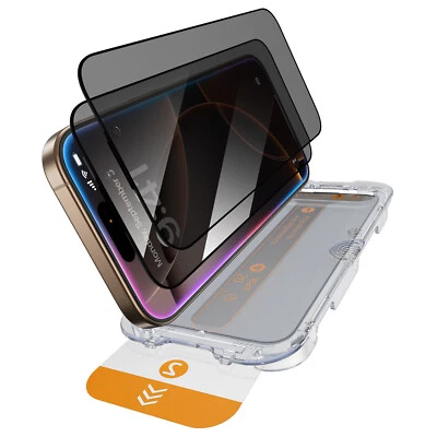 2pc iPhone 16 17 Pro Max Clear/Privacy Screen Protector, Anti Spy Tempered Glass - Image 1 of 4