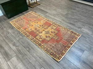 Alfombra de lana, alfombra tejida, alfombra turca 2,9 x 5,9 pies, alfombra roja, alfombra hecha a mano, alfombra de área - Imagen 1 de 9