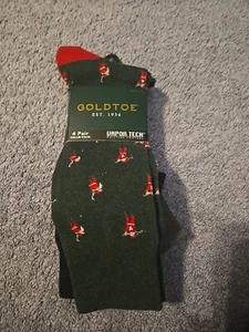 Paquete de 4 calcetines Goldtoe para hombre 3 sólidos 1 par de golf de Santa - Imagen 1 de 2