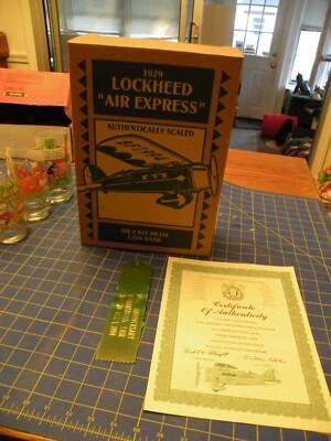 Lockheed 1929 Air Express Replica BI-Plane Die Cast Coin Bank Airplane New CERT. - Image 1 of 3