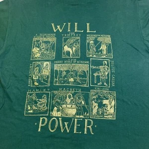 VTG 90s William Shakespeare Will Power Book Poet Author Play write T SHIRT Sz L - Picture 1 of 6