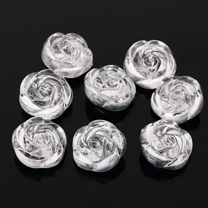 CraftbuddyUS AB6 20pc 20mm Sew On Diamante Clear Acrylic 3D Rose Crystal Button  - Picture 1 of 2