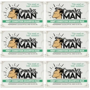 Grown Ass Man Co. Shampoo Bar Hair, Beard & Body Wash - Mint Condition, 6 Pack - Picture 1 of 7