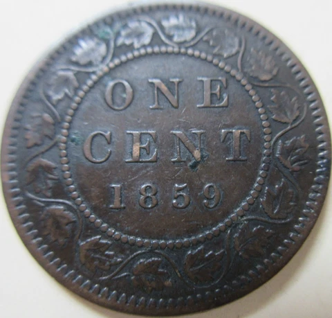 1859 Canada Large Cent Coin. 1 PENNY Victoria 1p 1c (C512R) Cover