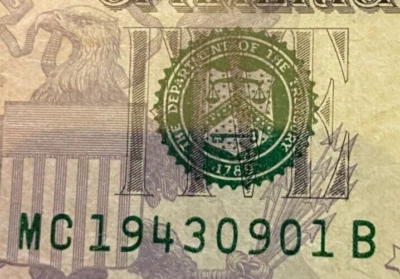 $5 BIRTHDAY Note "19430901"; JANUARY 9, 1943  OR  SEPTEMBER 1, 1943 - Image 1 of 3