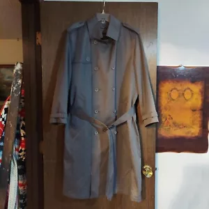 Vintage Oleg Cassini Signature Trench Coat Removeable Lining Gray, Men's 40 - Picture 1 of 17