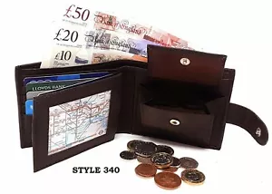 Designer Mens Leather Wallet RFID SAFE Contactless Card Blocking ID - Picture 1 of 12