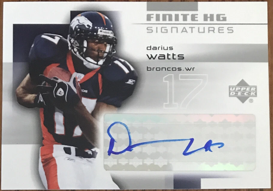 2004 Upper Deck Finite HG Signatures Darius Watts FS-DW Denver Broncos - Image 1 of 2