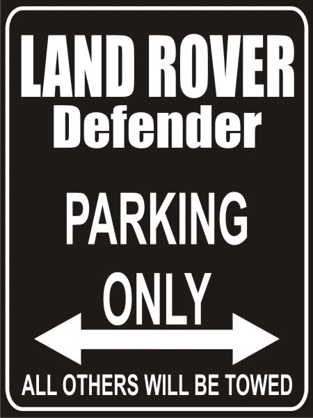 Parkplatzschild 32x24 cm schwarz - Land Rover Defender - Parking only - Garage