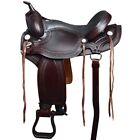 WESTERN LEATHER HORSE SADDLE GAITED TRAIL TOOLING WITH TACK SET 14''-18''