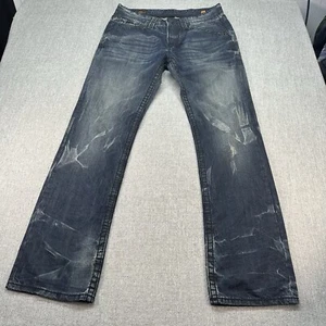 Rivet De Cru Jeans Mens 33x34 Blue Straight Button Fly Acid Wash Denim - Picture 1 of 12