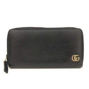 GUCCI GG Marmont Leather Zip Around Long Wallet Black/8BE0822 - Picture 1 of 8