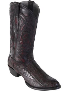 LOS ALTOS MEN CHERRY GENUINE OSTRICH LEG ROUND TOE WESTERN BOOT EE 650518 - Picture 1 of 1