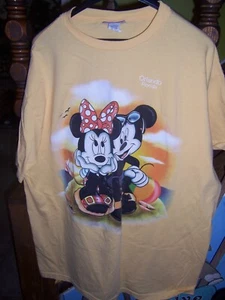 SHERRY RESORTWEAR Yellow 100% Cotton s/s Mickey & Minnie T-Shirt - ONE SIZE - Picture 1 of 3