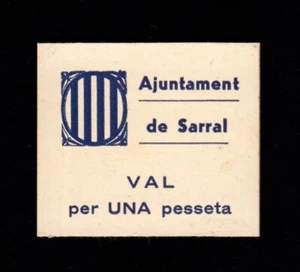 F.C. SARRAL (TARRAGONA) , 1 PESSETA , 2ª EMISIÓN , S/C- . - Picture 1 of 2