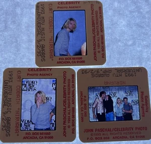 LOT-(3) vintage Nirvana 1993 MTV Awards Celebrity Photo Agency SLIDE Kurt Cobain - Picture 1 of 1