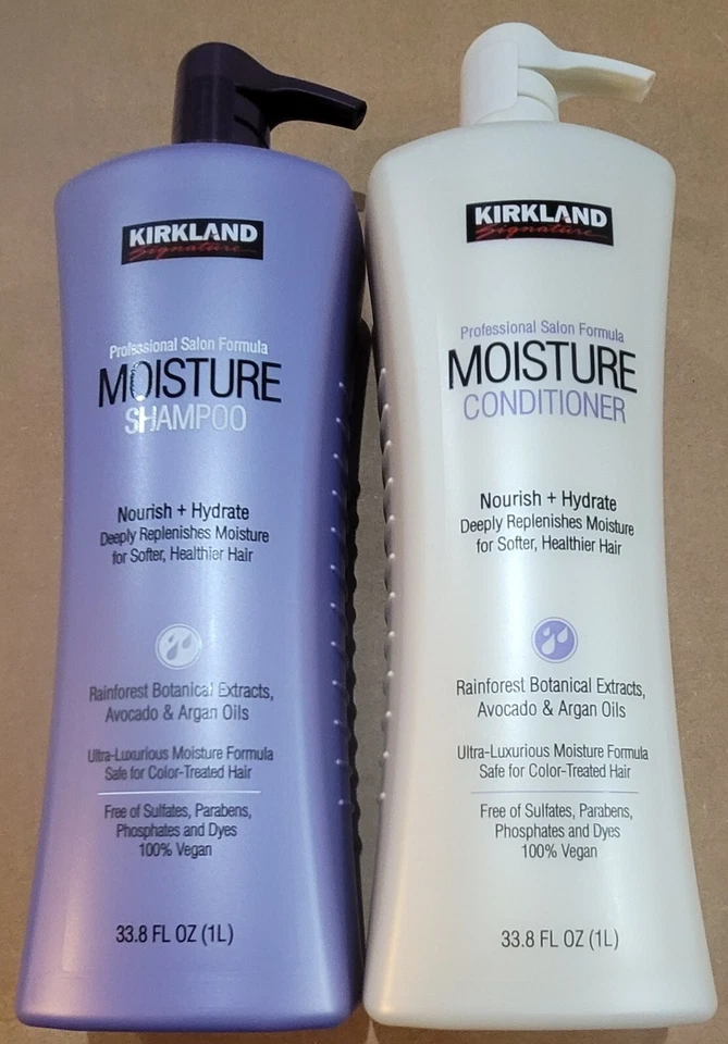 Kirkland Signature Shampoo & Conditioner Moisture 33.8 fl oz ea Sulfate Free . - Image 1 of 1