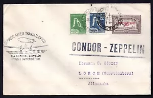 ARGENTINA 1932 TO GERMANY VIA CONDOR ZEPPELIN FIRST FLIGHT FRANKED 90c - Picture 1 of 2