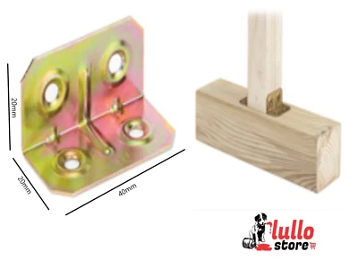 PIASTRA ANGOLARE ACCIAIO TROPICALIZZATO GIUNZIONE PER PANNELLI E GRIGLIATI LEGNO - Immagine 1 di 2