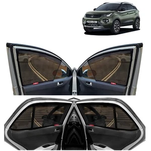 Half Cut Black sun Shades Magnetic Compatible with Fit For Tata Nexon Set of 4 - Picture 1 of 4
