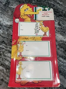 Sesame Street Christmas Gift Trims Tags Vintage Sealed Big Bird NOS - Picture 1 of 3