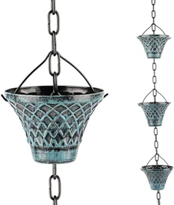 Rain Chain Gutter Downspout Catcher outside Water Diverter Decorative Garden Rai - Picture 1 of 12