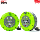 STATUS 2 Socket Cable Reel | 10m Green Extension Lead | 13A with Thermal Cut Out