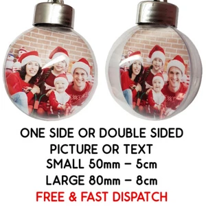 Personalised Christmas Image Photo Picture Text Bauble Decoration Gift Xmas Tree - Picture 1 of 5