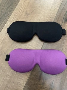 Lot Of 2 Sleep Eye Masks Purple & Black - Picture 1 of 2