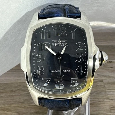 Invicta Lupah Blue MOP Dial Leather Strap Watch # 0399 Tritnite Limited Edition - Image 1 of 4