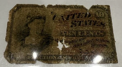 1863 Fourth Issue 4th Series Ten Cent Red Seal Fractional Currency 10 Cents - Image 1 of 2